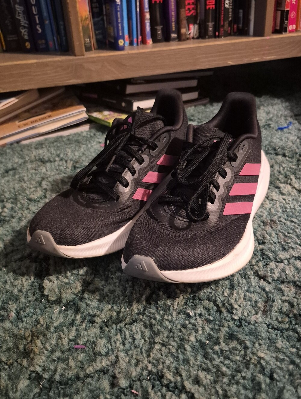 Adidas Cloudfoam Lace Up Sneakers Black Pink Women's Size 9 - Picture 2 of 10